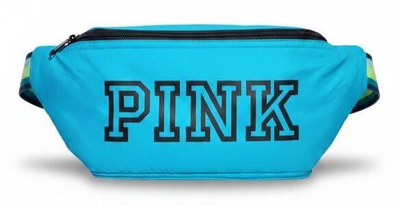 PINK Victoria's Handbags - PINK Victoria's Secret Blue Belt Bag Fanny Pack Dog Charm Adjustable Strap Y2K W